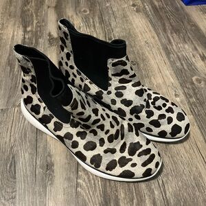 Cole Haan Black and White Ankle Boots with Elastic Panels